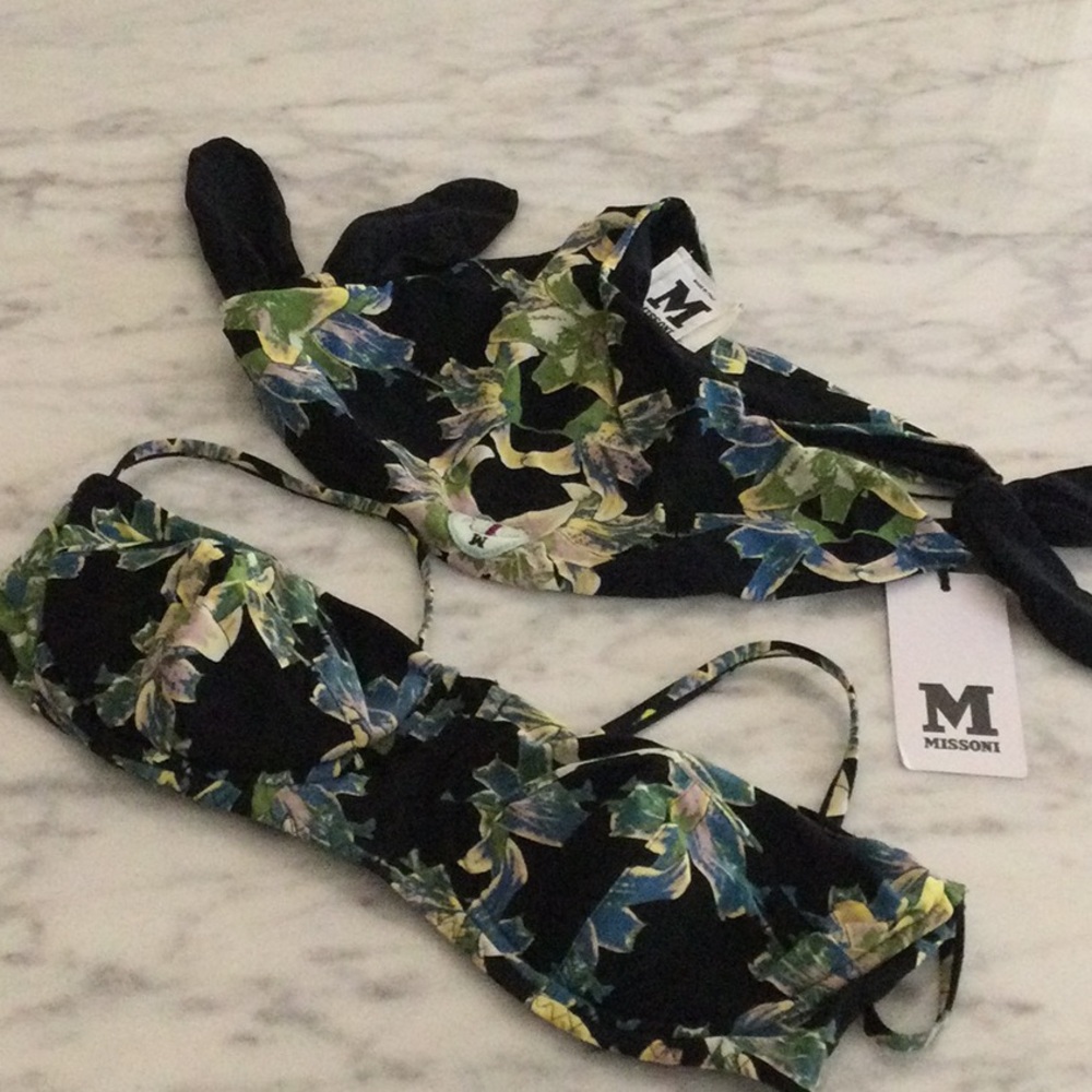 Missoni Black Floral Print Two-Piece Bikini